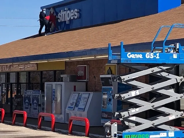 Commercial electrical work at a Stripes location