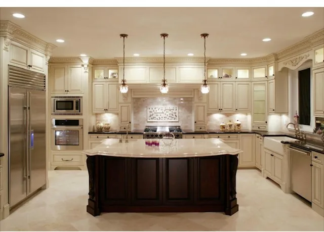Finished residential kitchen with electrical lighting work